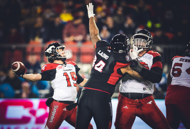 Bo Levi Mitchell (19) before the 104th Grey Cup game at BMO Field in Toronto, ON. Sunday, November 27, 2016. (Photo: Johany Jutras)