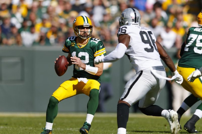 quarterback Aaron Rodgers Packers Raiders