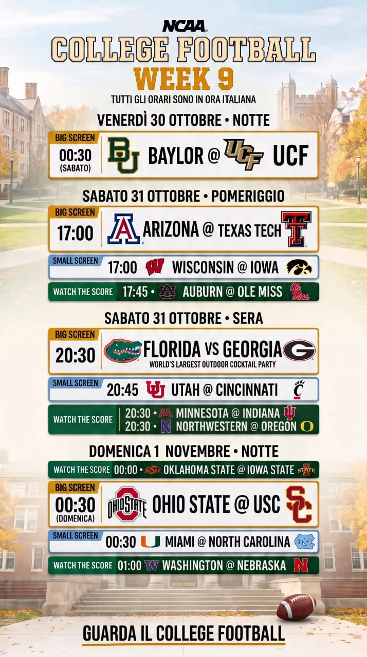 ncaa week 9 da vedere